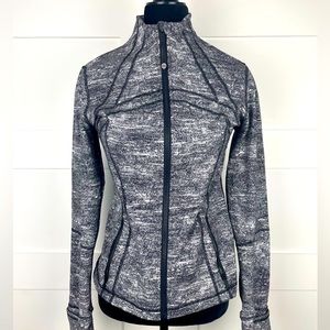 Lululemon Define Jacket Rush Jacquard Black Grey White Size 8